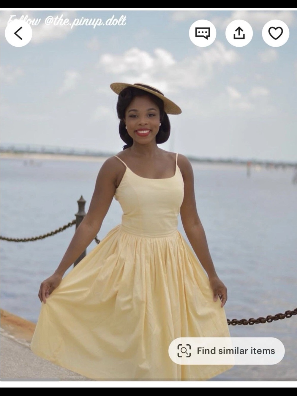 Hearts and Found VTG Inspired Classic Yellow Midi Fit-and-Flare Dress, medium